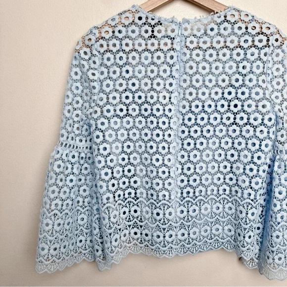 J.crew Womens Size 00 Daisy Lace  Bell Sleeve Eyelet Boxy Length Top - Picture 11 of 13